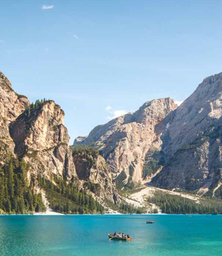 beautiful mountain landscape around water small