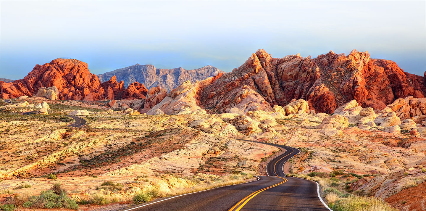 road trip through desert and mountains