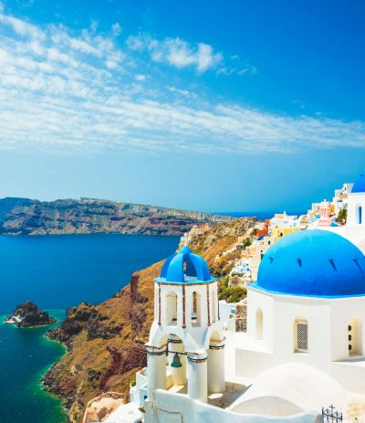 Church in Oia in Santorini Island, Greece.