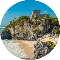 Beach and ruins in Tulum.