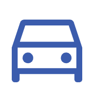 road trip travel insurance blue car icon