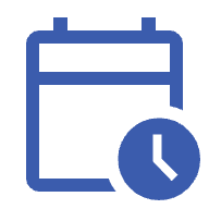 long term travel insurance blue calendar and clock icon