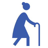 senior travel insurance blue person with cane