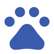 Blue animal paw icon for pet travel insurance