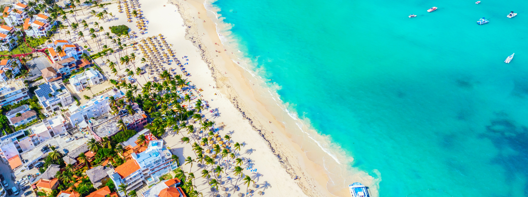 Aerial view of beach and ocean for travel insurance for Dominican Republic page