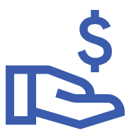 affordable travel insurance blue hand and dollar sign icon