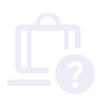 Baggage insurance for travel white briefcase with question mark icon