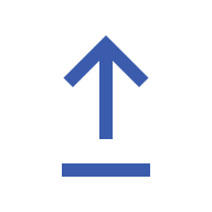 travel insurance upgrades blue arrow above line icon