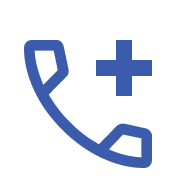 travel assistance blue phone plus sign icon