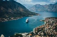 A cruise ship at sea